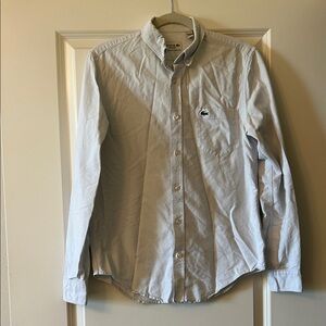 Lacoste Men's Cotton Light Grey Button-Down Shirt size small